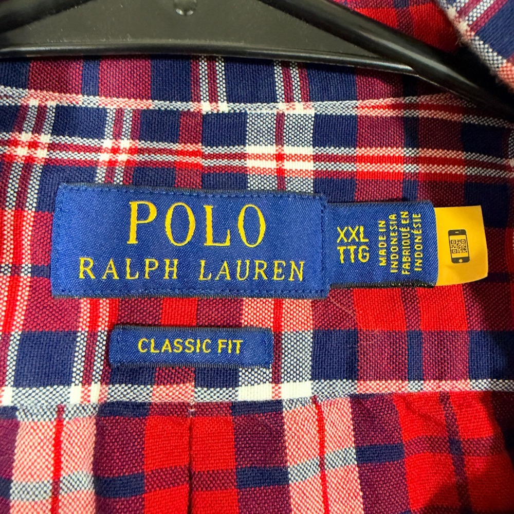 Polo Ralph Lauren Button Down Mens XXL Red Plaid Classic Fit Long Sleeve Shirt - Picture 2 of 10